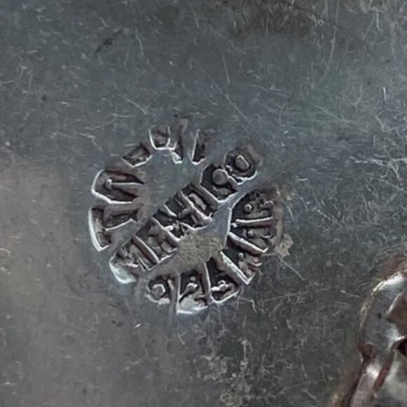 Taxco TA-41 Mexico Sterling Silver Pierced Earrings Onyx Modernist - Picture 11 of 12